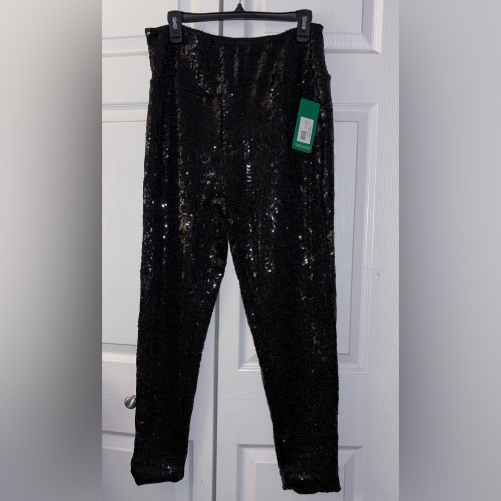 Tipsy Elves Black Sequin High-Waisted Leggings Medium